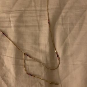 Dainty Madewell Gold lariat necklace with beads